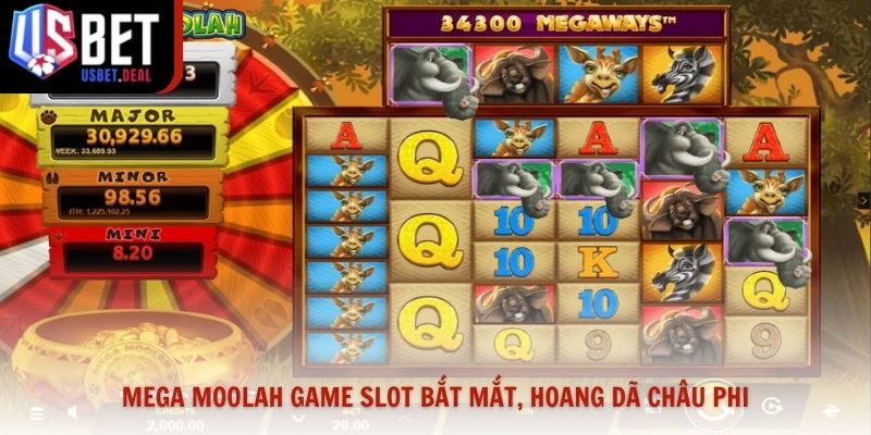 Mega Moolah game slot bắt mắt, hoang dã châu Phi